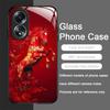Stylish Chinese-Style Red Horse Print Tempered Glass Phone Case for OPPO Realme 14 13 12 11 10 Pro Plus GT Neo 3 2 X7 Pro Cover