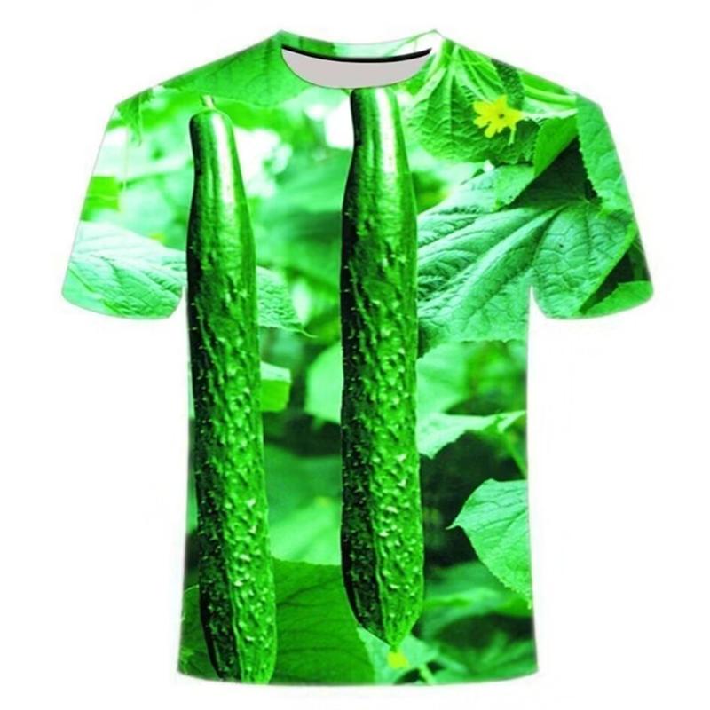 Lustige Gemüse Gurke 3D-Druck Grafik T-Shirts Y2k Herren Designer Kleidung Damen Kinder Persönlichkeit Kreativ Lässig Rundhals Oberteile