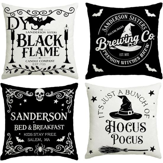 Ghost Print Throw Pillow Covers Halloween Cushion Cover, Retro Pumpkin Case, 18x18 Party Room Decor Inch Washable Cover for Sofa Couch Bed Breathable
