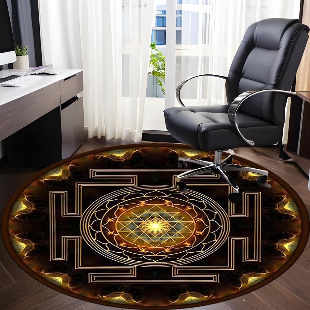 1PC Sacred Geometry Symbol Chair Carpet for Office Non-Slip, Lightweight, Machine Washable Rug for Office, Sleeping, Room - Holiday Decoryy251009028