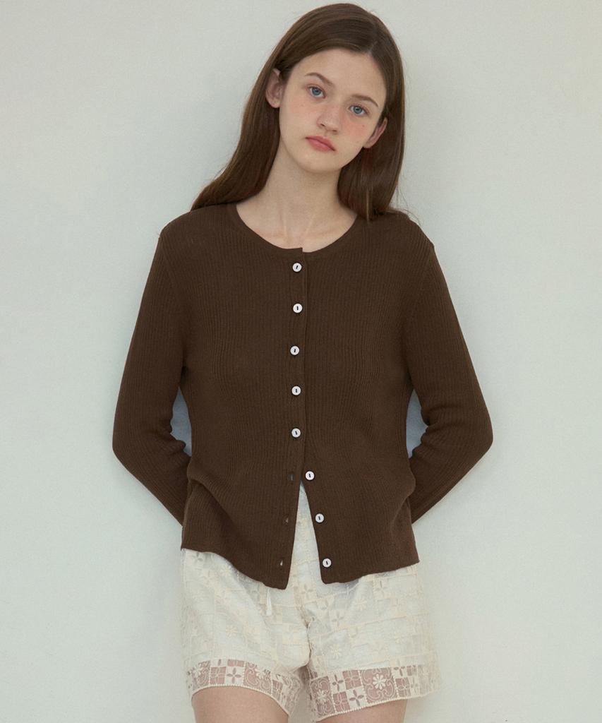 Ournostalgia Lush Basic Knit Setup Cardigan_Brown(Oc25-Kn09)