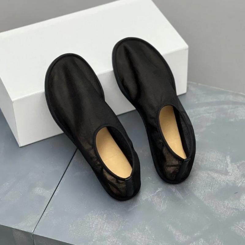Fashion Mesh Women's Flat Shoes 2025 Summer New Semi Transparent Low Order Shoes Versatile Breathable and Simple Grandma Shoes Ladies