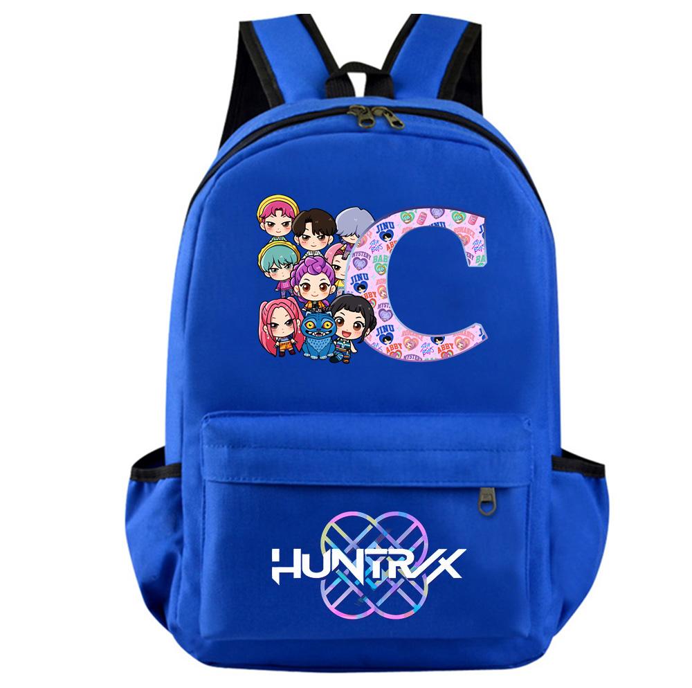 Mochila Estampada Caçadores de Demônios Kpop com 26 Letras Inglesas para Adolescente Estudante Menina Menino Mochila Escolar Bolsa de Livros Mulheres Grande Capacidade Bolsa de Viagem Presente para Criança Rucksak