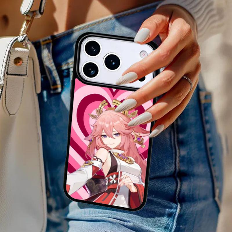 Genshin Impact Yae Miko Phone Case For iPhone 17 Air 14 15 13 12 Max Cover For Apple 14 15 16 16e 11 Pro Max Plus Coque