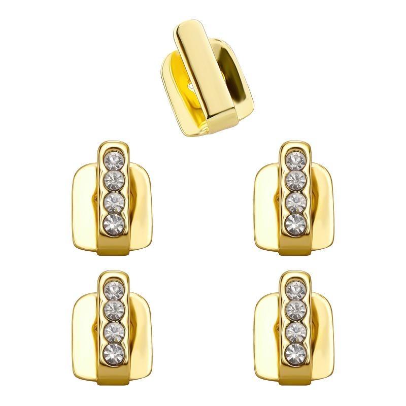 Bling Single Vertical Bar Tooth Grillz Hip Hop Rhinestone Decorative Teeth Cap for Night Club Outfit