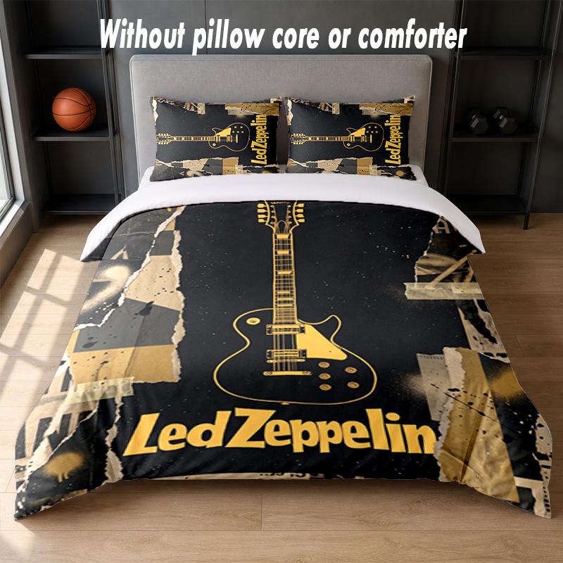 Led Zeppelin Design Postel Povlečení 1 Povlak na přikrývku + 2 Povlaky na polštář Měkké Prodyšné Domácí Lůžkoviny
