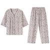 Pajamas women's summer woven pure cotton seven-quarter sleeve gauze cotton thin middle-aged mother spring and autumn loungewear suit