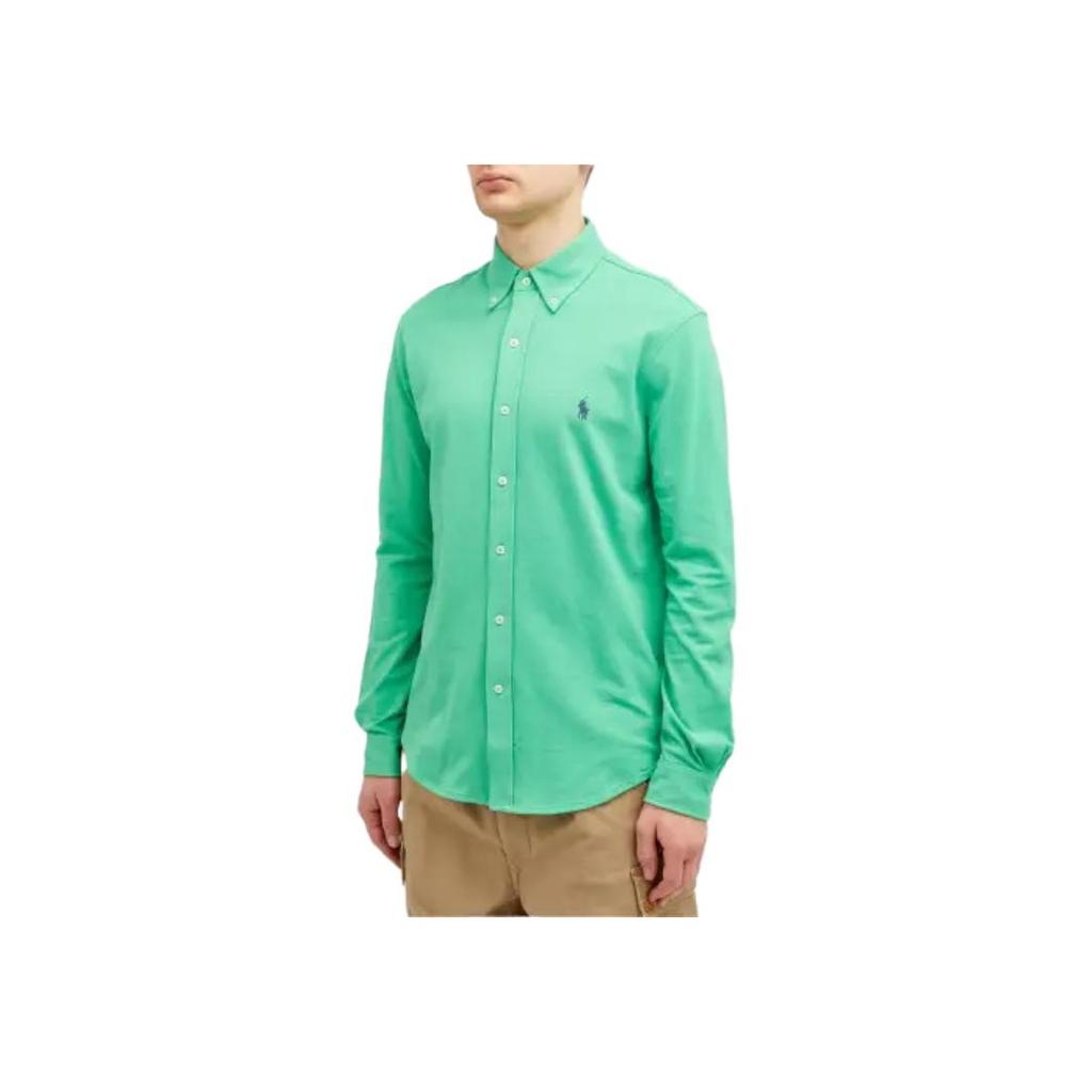 Polo Ralph Lauren Solid Color Single-Breasted Long Sleeve Shirt Men shirts Green 710654408-123
