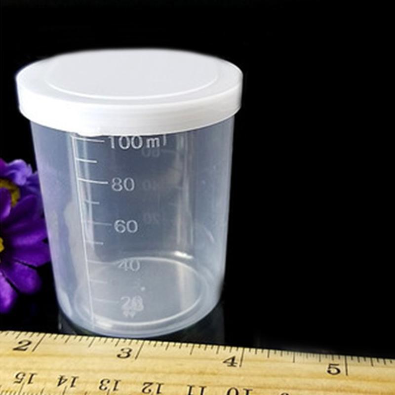 10Pcs 100ml Medicine Measuring Measure Cups With Lids Cap Clear Container Come Withplastic Capto Protect Samples Kitchen Parts