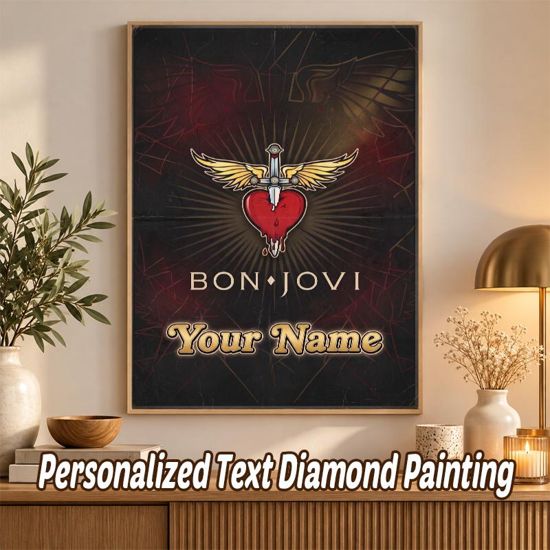 Bon Jovi Custom Name Text 5D Diamond Painting Kit DIY Full Drill Diamond Art Decoration