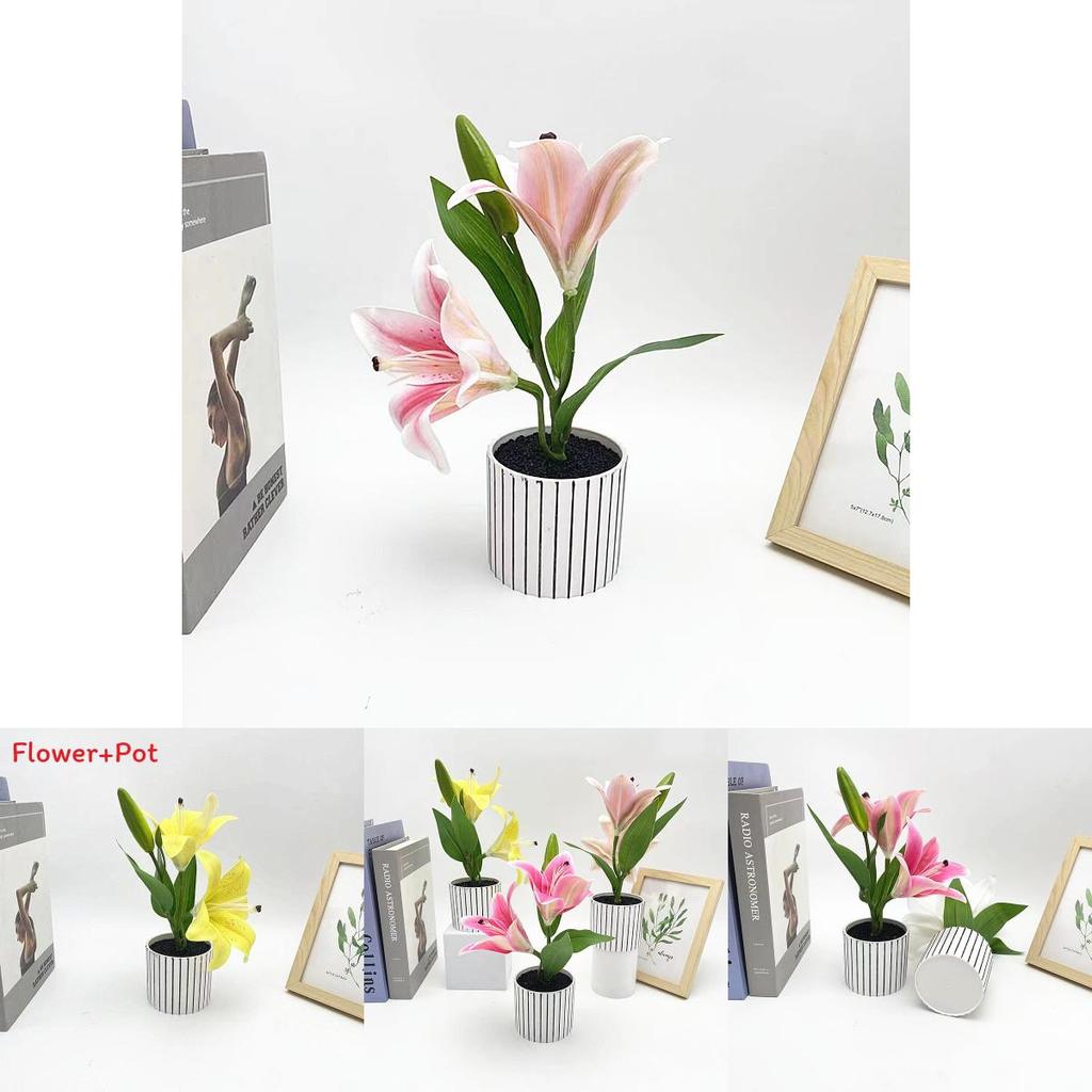 Konstgjord liljekonstverk med realistiska blad för evenemangsinredning och fotorekvisita