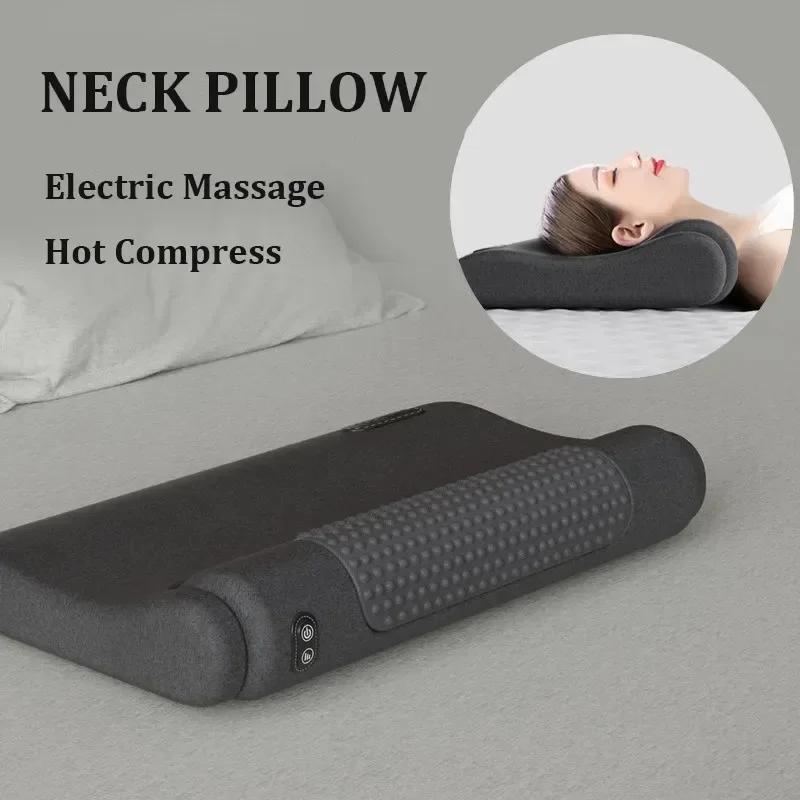 Heating Vibration Neck Massager Electric Cervical Pillow Back Traction Relax Sleeping Shoulder Neck Trapezius Muscle Massager