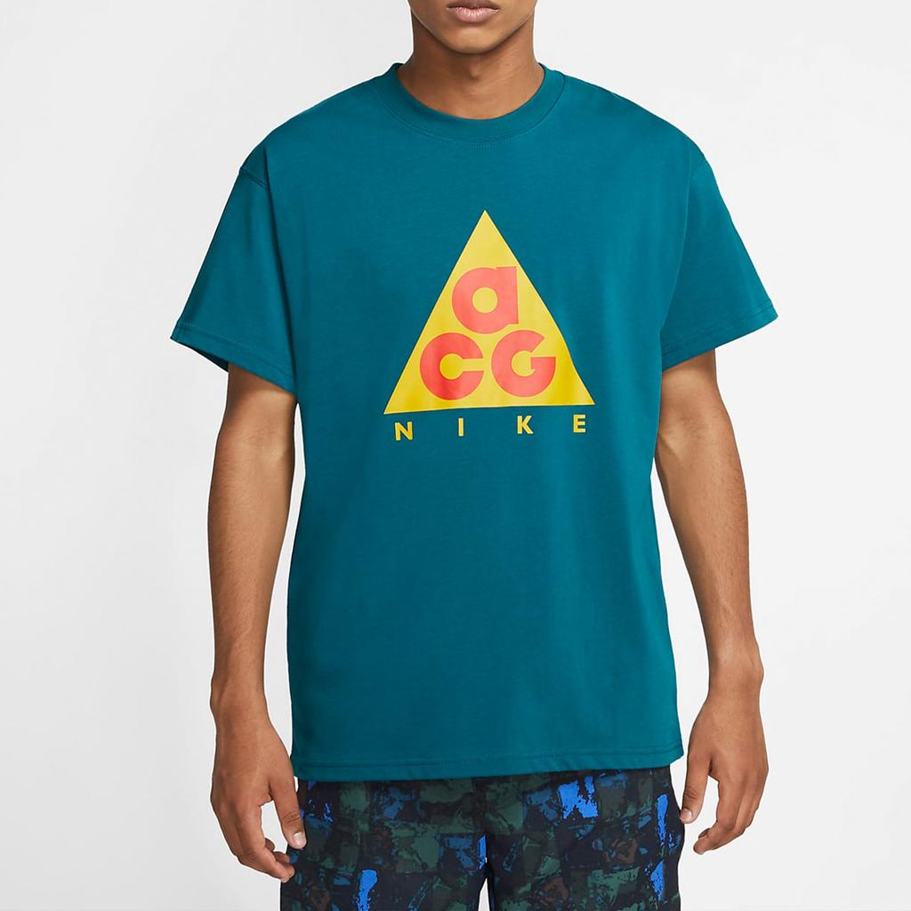 Nike ACG T Shirts Men's Crystal Blue Crew Neck Moderate Straight Fit CV1533-381