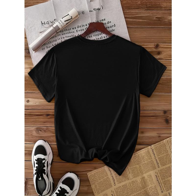Elegant Women'S Short Sleeve T-Shirt with Animal Print Heart Design | Crew Neck, Medium Stretch Fabric, Suitable for Spring, Summer, Fall,