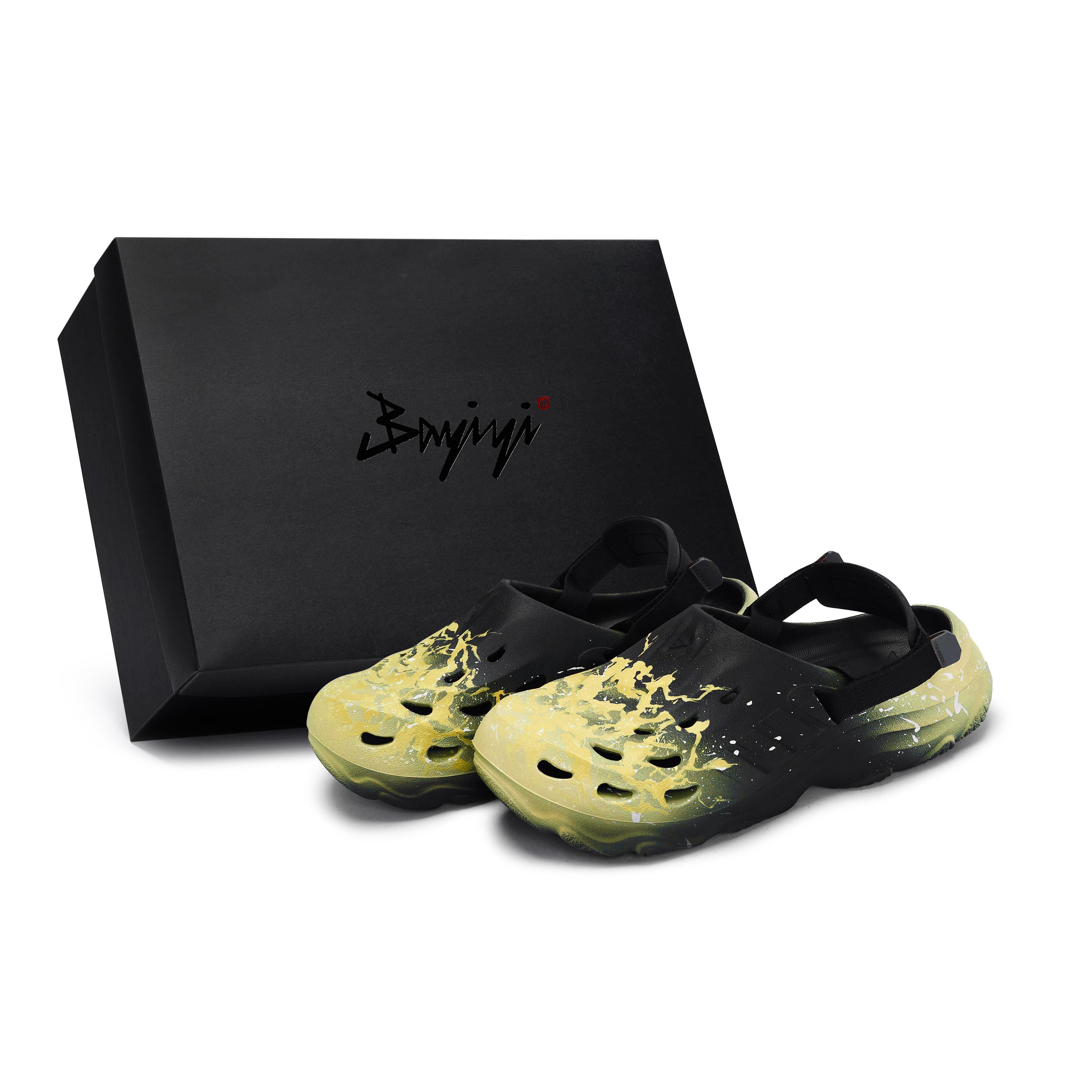 Adidas MAXXCLOG 811 Manufacturing, Fluorescent Sea Yellow, Special Shoe Box Clogs Unisex Black Yellow JH9847(Team80-S-BOX) 40⅔
