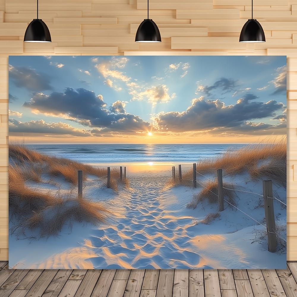 Beach Sunset Sand Dunes Ocean View Tapestry Coastal Scenery Wall Hanging Living Room Decor Summer Seaside Landscape Fabricposter