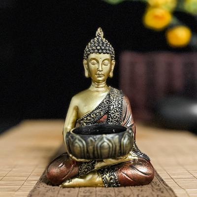 Harz Buddha Statue Kerzenständer Skulptur Kreativer Buddhistischer Kerzenhalter Heimdeko für Schlafzimmer, Wohnzimmer und Schreibtisch