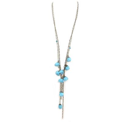 [P0798] - Handmade Long Necklace 'Les Antoinettes' Turquoise Blue Lagoon (handmade)