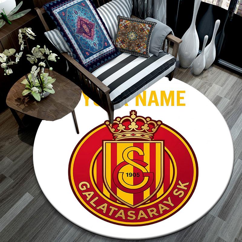Custom Name,Galatasaray S.K pattern round rug,Carpet Rug for Living Room Bedroom Playroom ,Non-slip Floor Mat,Holiday Gifts and Birthday Gifts.
