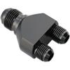 Aluminum Y Block Adapter Fittings -6 AN male Swivel to Parallel Exit Dual 2 x -4 AN Male Y Block Splitter Tee Hose Connector, Black