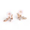Korean Needle Earrings, White Flower Rear-Hanging Stud Earrings, High-End Alloy Jewelry.