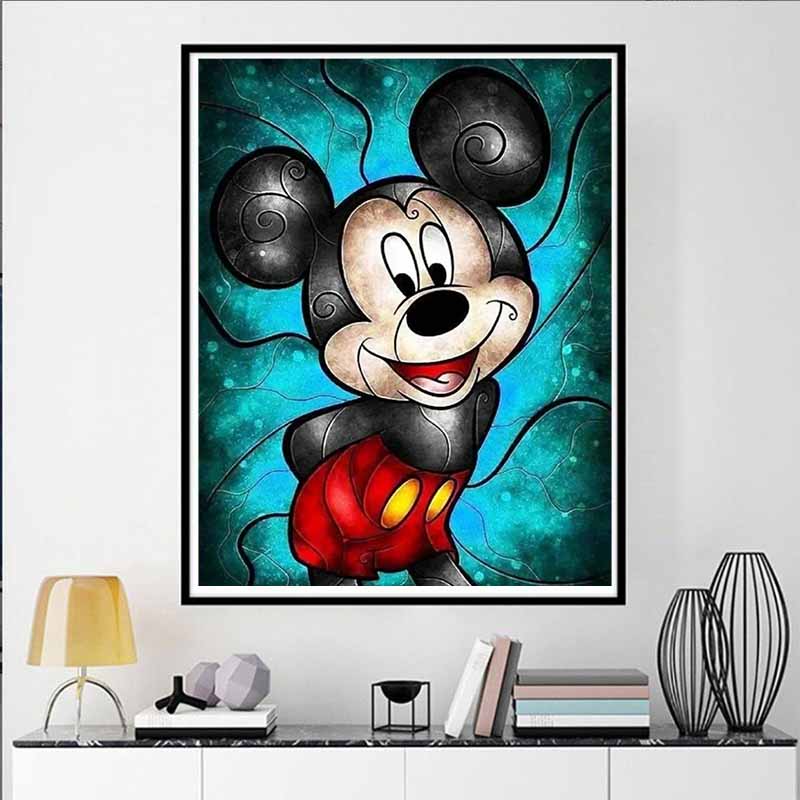 Disney Diamond Painting Set Mickey Mouse Stained Glass Art Illustration Embroidery Wall Decoration DIY Set Gift Handmade Crystal 5D Diamond