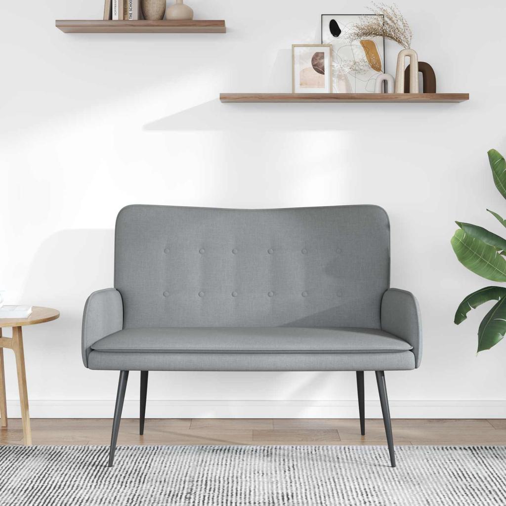 2 Seater Sofa Light Grey 115 x 61 x 87 cm Fabric