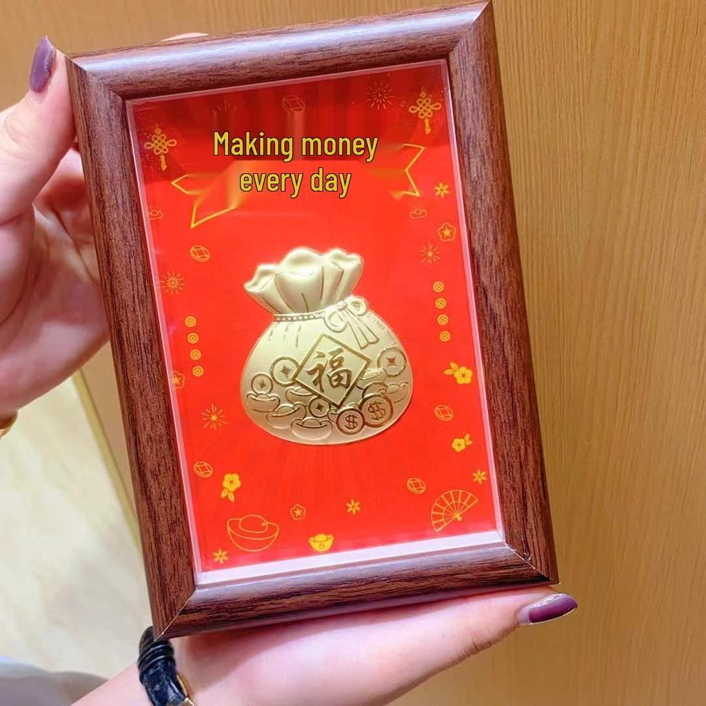 Reines Gold Acht Richtungen Reichtumsornament: Tägliches Einkommen Festivalgeschenk für Büro und Geschäft