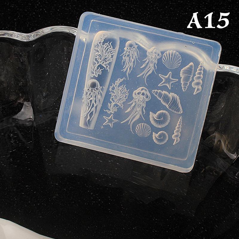 Silikonová forma na modelování nehtů Oceánský styl Mušle Hlemýžď Hvězdice 3D razítkovací destička Šablony na nehty DIY UV gel Manikúrní nástroje Nail Art