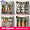 Easter-Themed Pillow With Carrots Bunnies And Bike Polyester Pillowcase, Sofa Decorative Cushion Cov Headboard Pillow