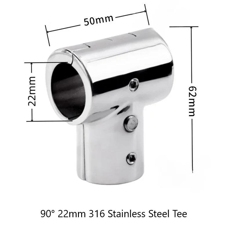 22/25mm Boat Hand Rail Fittings 90 Degree Marine 316 Stainless Steel Tee Corrosion Resistant Hand Rail Fitting