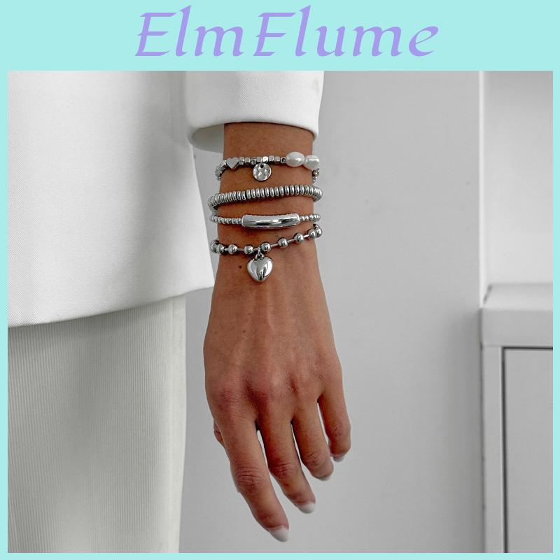 Set Bracelet Love Bead Pearl Retro Simple Elastic Bracelet Women Charm Ins Style Bracelet Daily Jewelry Party Gift