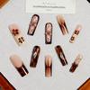 Wearable Long Water Pipe 3D Embossed Flower Manicure Nails Removable Fake Nails Wearable Nails
