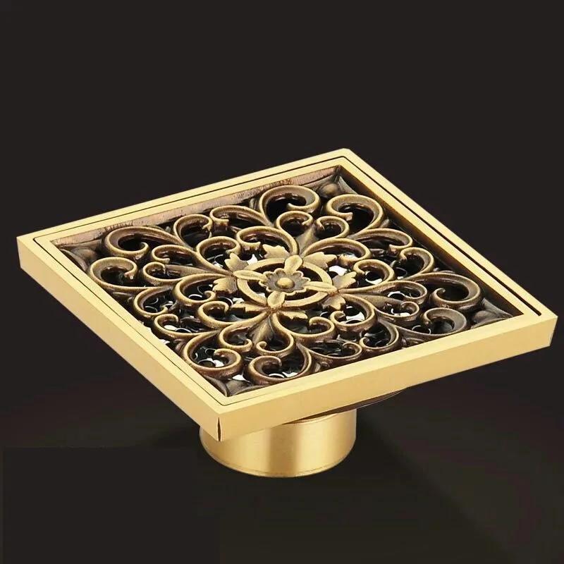 10X10cm antique brass odor proof floor drain bathroom shower room bathroom floor drain odor proof hardware bathroom accessories