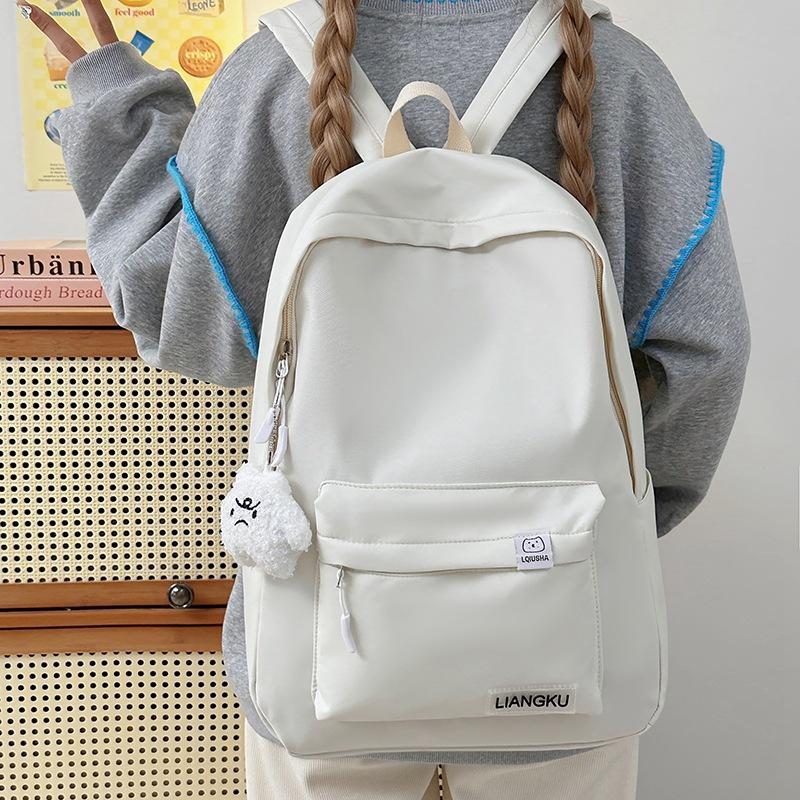 Solid Color Schoolbag College Student Simple Backpack High School Student Ins Japanese Girl Junior High School Large Capacity Campus Backpack