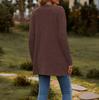 Women's Solid Color Buttoned Cardigan - Striped, Sanded, Long-Sleeve (2024 Autumn/Winter)