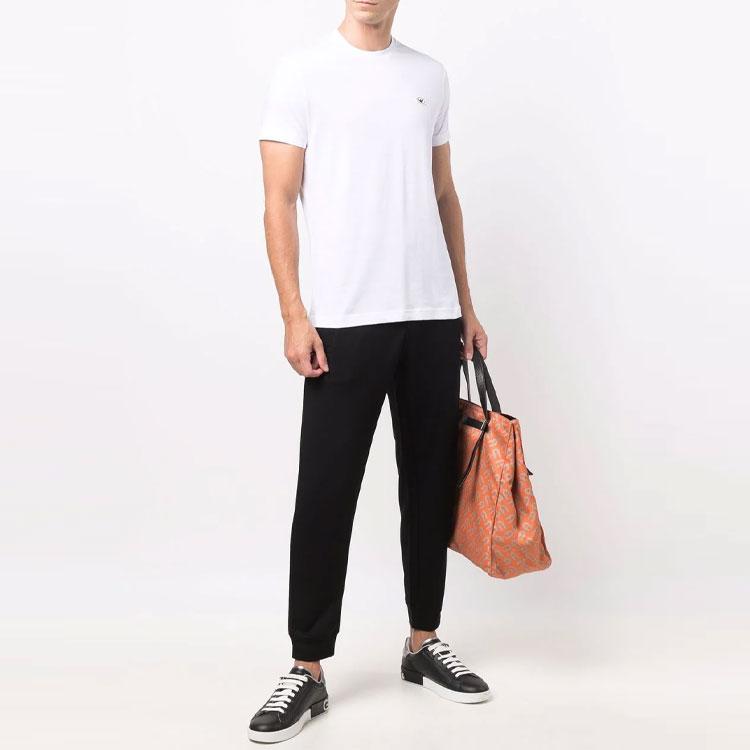 Emporio Armani Solid Logo Patch Short Sleeve T-Shirt Men tops White 8N1TQ61JRGZ0100