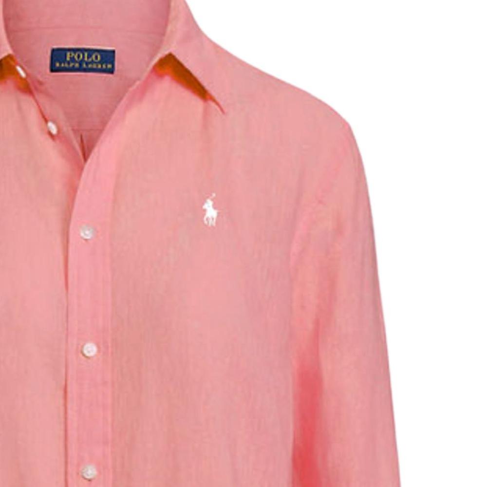 Polo Ralph Lauren Solid Color Logo Embroidered Single-Breasted Long Sleeve Shirt Women Shirts Pink 211867454-020