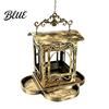 Bird Feeder Retro Metal Feeder, Hanging with Transparent Acrylic Bronze Texture Panels, Decorative Garden for Backyard Wild Birds Window