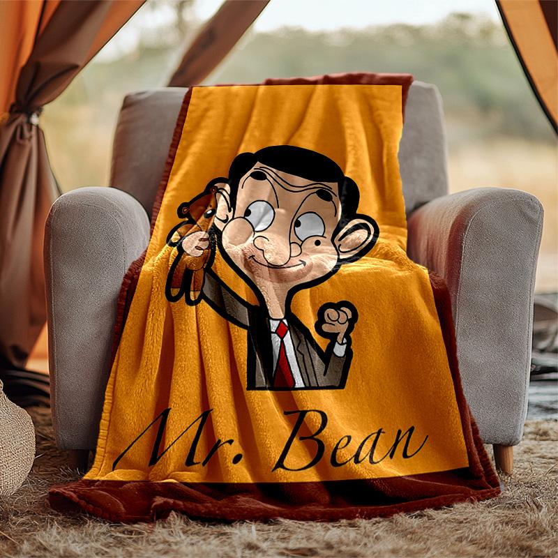 Mr Bean Flannel Blanket Soft Warm All-Season Throw, Design for Camping, Car Travel, Hiking Sofa, Bed, Office Perfect Gift for Parties