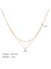 1 Pc Stainless Steel Plated 18K Exquisite Gold Bead Single Diamond Small Double-Layer Necklace
