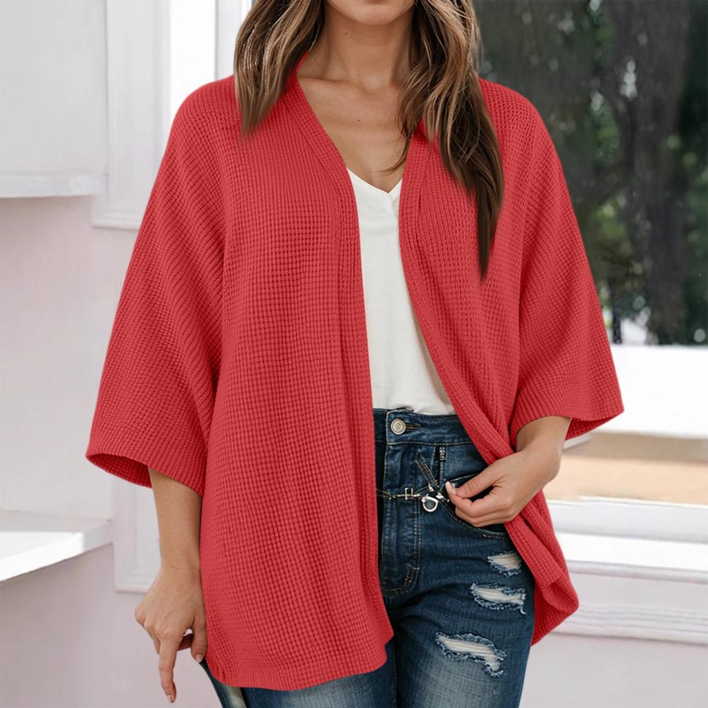 Women Fashion Cardigan Casual Ribbed Knit Open Front Short Sleeve Color Lightweight Soft Shirts