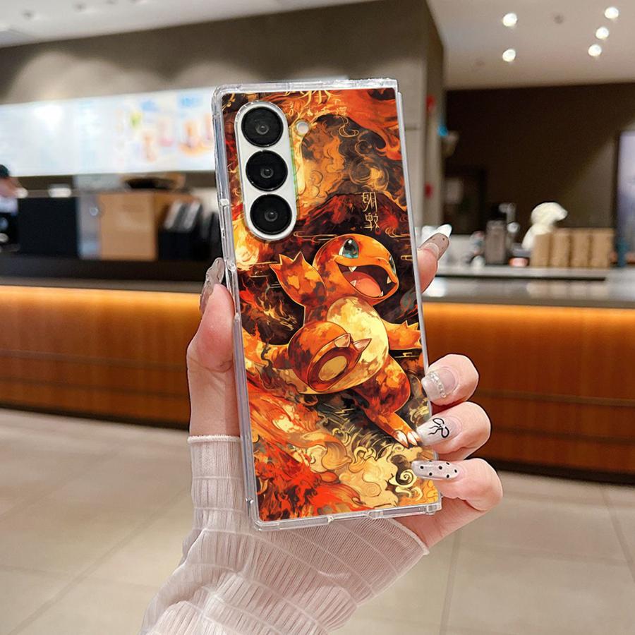 Transparent Soft Phone Cover Case for Samsung Galaxy Z Fold 7 6 5 4 3 ZFold6 ZFold3 ZFold7 ZFold5 ZFold4 Cute Pikachu Pokemon