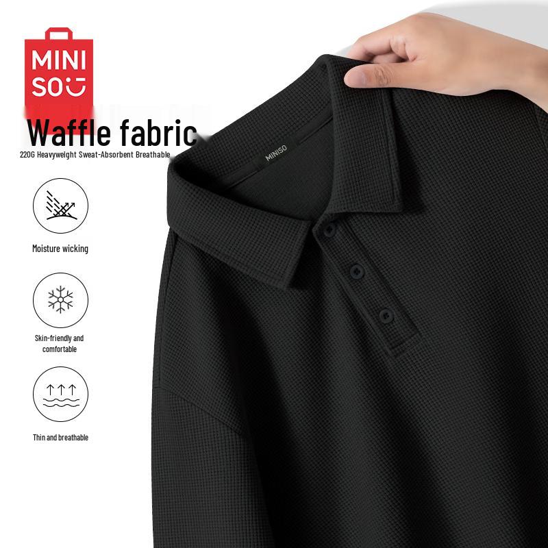 MINISO Men s Waffle Knit Polo Short Sleeve T-Shirt 2XL