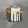 Brushed gold/Black Bathroom Roll Holder Aluminum Wall Mounted Shampoo Rack Toilet Paper Holder Bathroom Storage Basket Shelf