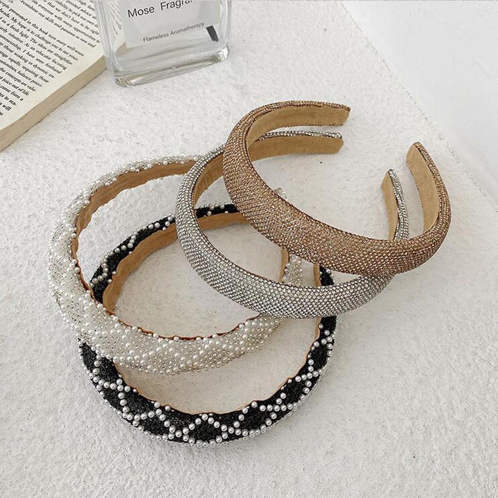 PROLY New Fashion Women's Hairband Shining Rhinestone Pearls Tangled Headband Luxurious Elegant Turban Hair Accessories