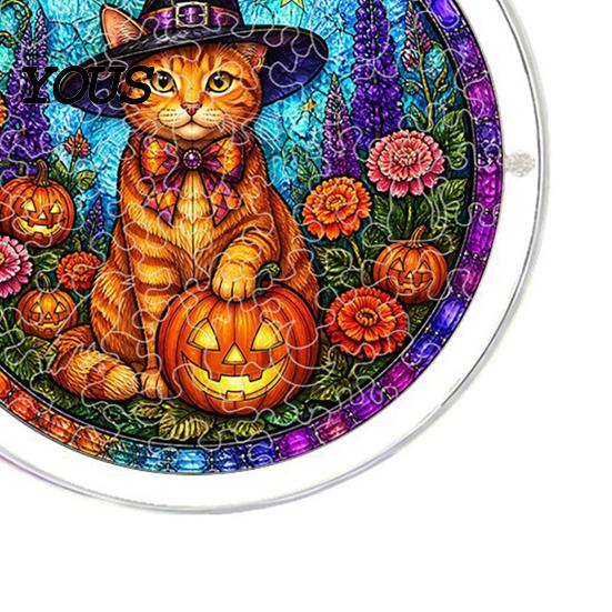 Halloween Party Decor Acrylic Puzzle Suncatcher, 7.87 Inch Sun Catcher Window Suncatcher Hanging Ornament, Ideal for Gifting and Home Festive