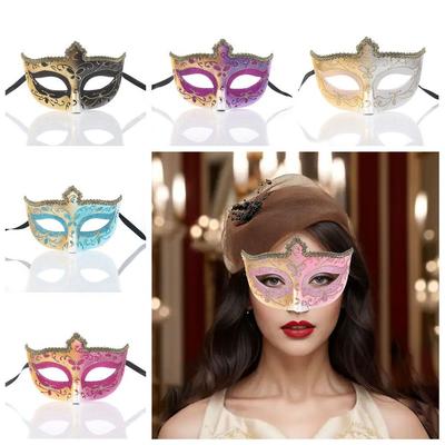 Half Face Mask Halloween Masks Plastic Venice Mask Creative Glitter Mask  Prom Party Supplies