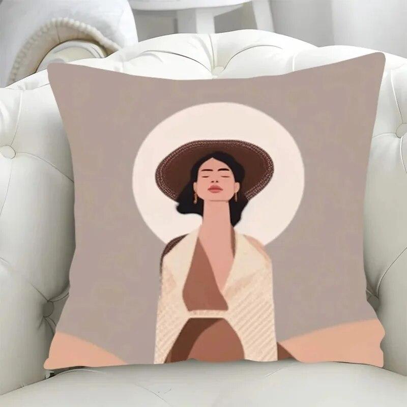 Car Living Room Sofa Cushion Cover Simple Couple Character Scene Pillow Cover Luxury Home Decoration Pillow Cover