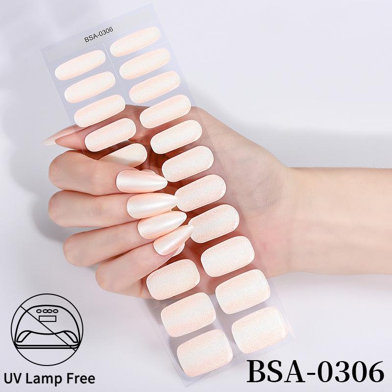 Waterproof Super Sparkle Gel Nail Stickers (Solid Color, UV-Free, No Lamp Required)